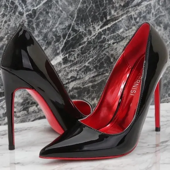 Women's Black and Red Stiletto Heels