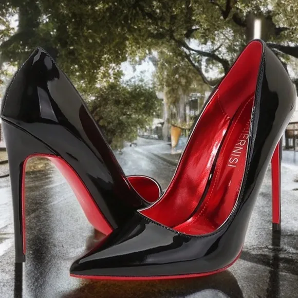 Women's Black and Red Stiletto Heels