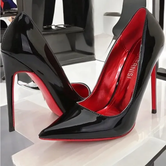 Women's Black and Red Stiletto Heels