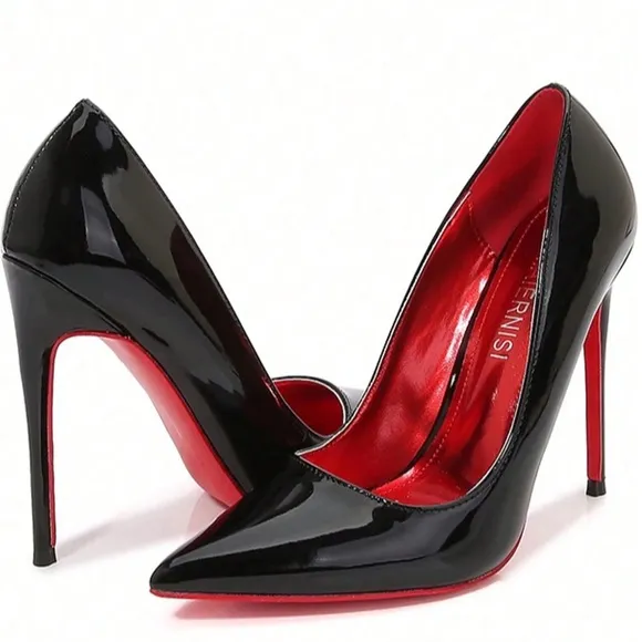 Women's Black and Red Stiletto Heels