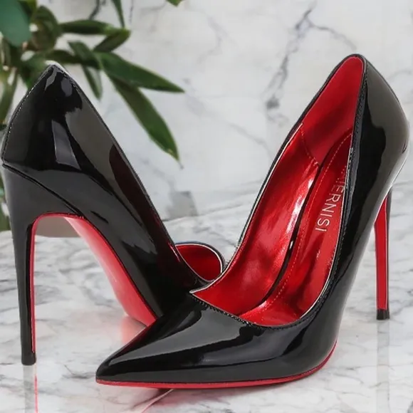 Women's Black and Red Stiletto Heels