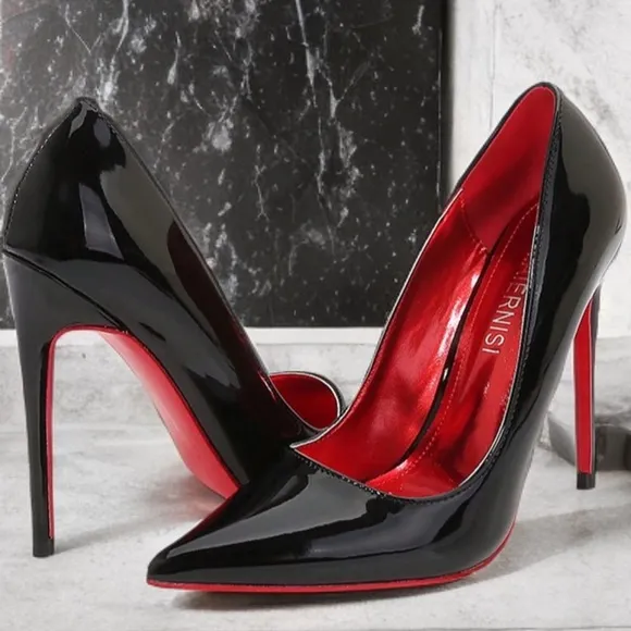 Women's Black and Red Stiletto Heels
