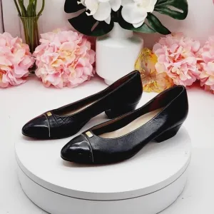 Womens Black Gold Leather Nordstrom Heels Pumps Ballet Flats Shoes Size 5B