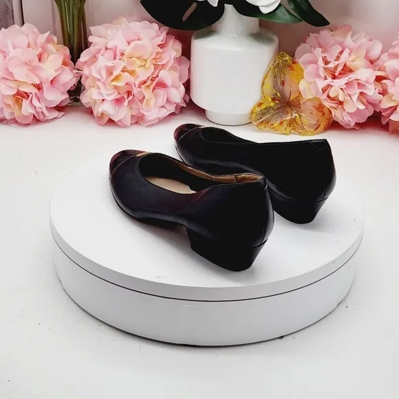 Womens Black Gold Leather Nordstrom Heels Pumps Ballet Flats Shoes Size 5B