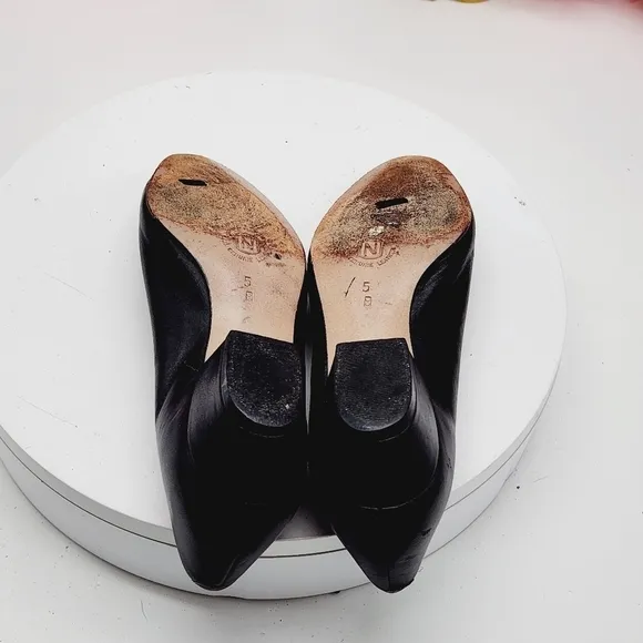 Womens Black Gold Leather Nordstrom Heels Pumps Ballet Flats Shoes Size 5B