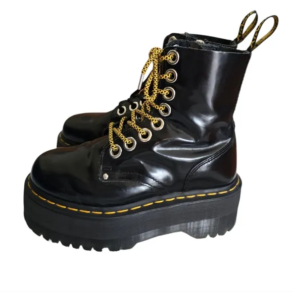 Women's Dr Martens Jadon Max Boots Size 6 Black Platform Goth Grunge Punk Rock