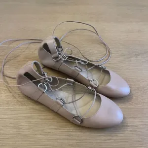 Women's J Crew Lace Up Leather Ballerina Ballet Flats Shoes