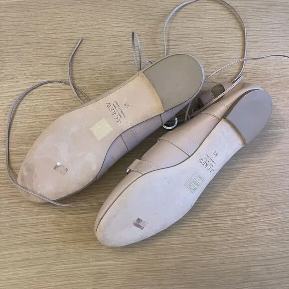 Women's J Crew Lace Up Leather Ballerina Ballet Flats Shoes