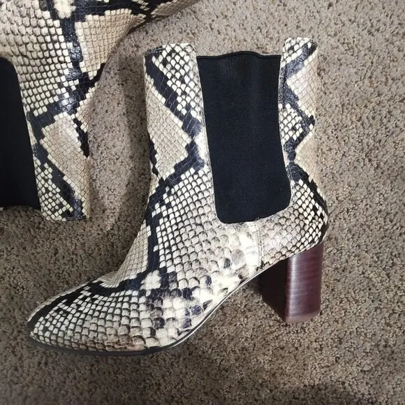 Women's J.Crew Willa snake-embossed leather stacked-heel boots | Size: 6