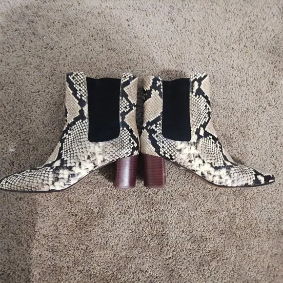Women's J.Crew Willa snake-embossed leather stacked-heel boots | Size: 6