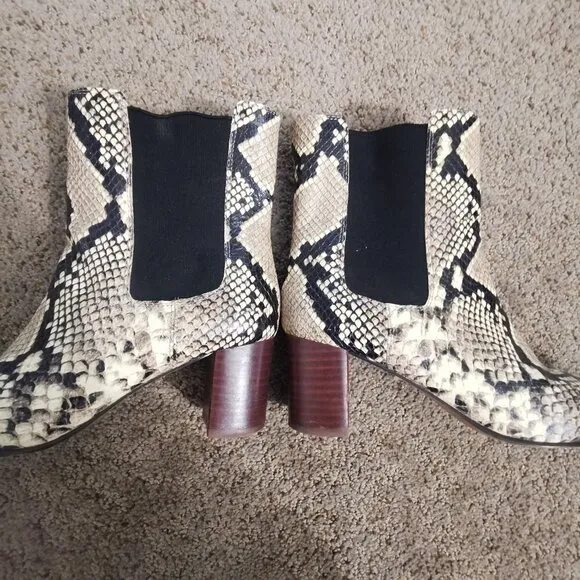 Women's J.Crew Willa snake-embossed leather stacked-heel boots | Size: 6