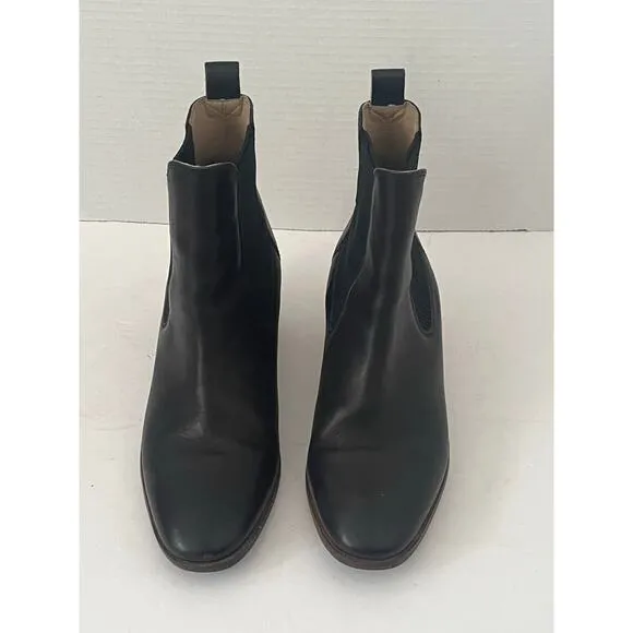 Women's Joules Black Hartford Low Heeled Fall Winter Leather Boots Size 8 US