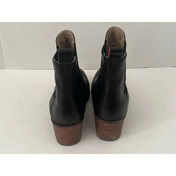 Women's Joules Black Hartford Low Heeled Fall Winter Leather Boots Size 8 US