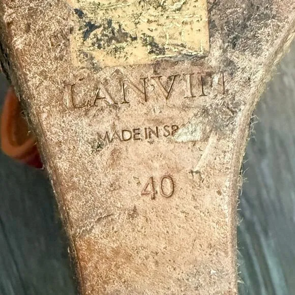 Womens Lanvin Paris Leather Espadrille High Wedge Sandals Size 40 US 8.5