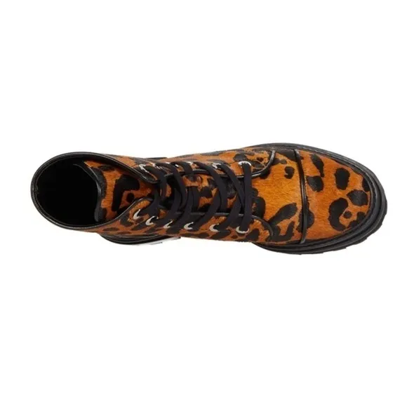 Women's Maylova Leopard Print Calf Hair Platform Booties NWOB