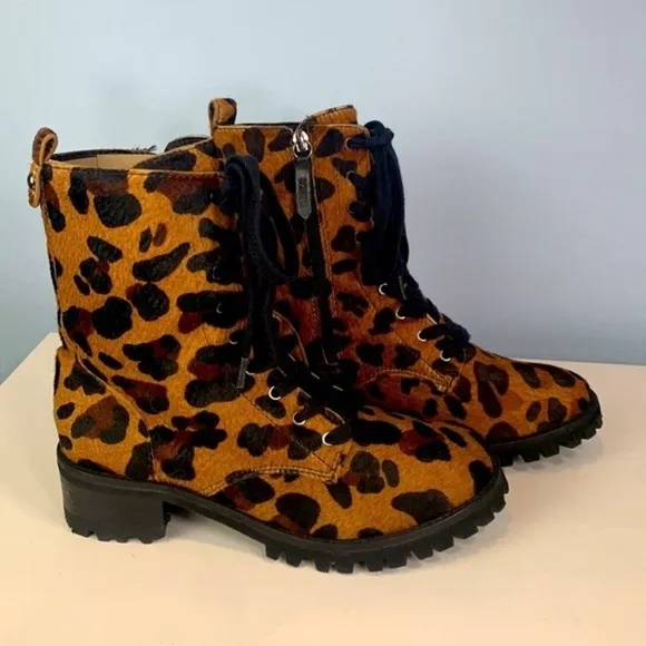Women's Maylova Leopard Print Calf Hair Platform Booties NWOB