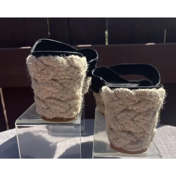 Women's Michael Kors Espadrille Black Sandals Size 9.5M Made In Brazil