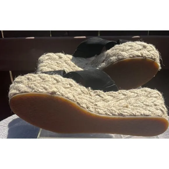 Women's Michael Kors Espadrille Black Sandals Size 9.5M Made In Brazil