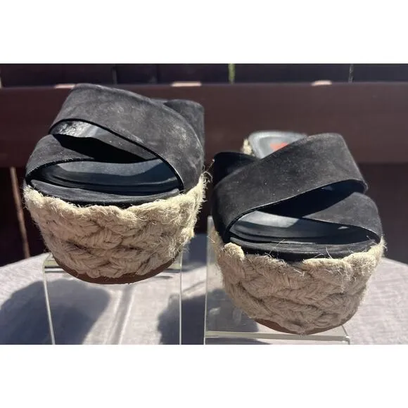 Women's Michael Kors Espadrille Black Sandals Size 9.5M Made In Brazil