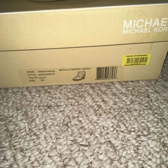 Womens Michael Kors Espadrille Gold Wedge Sandals size 6 EUC