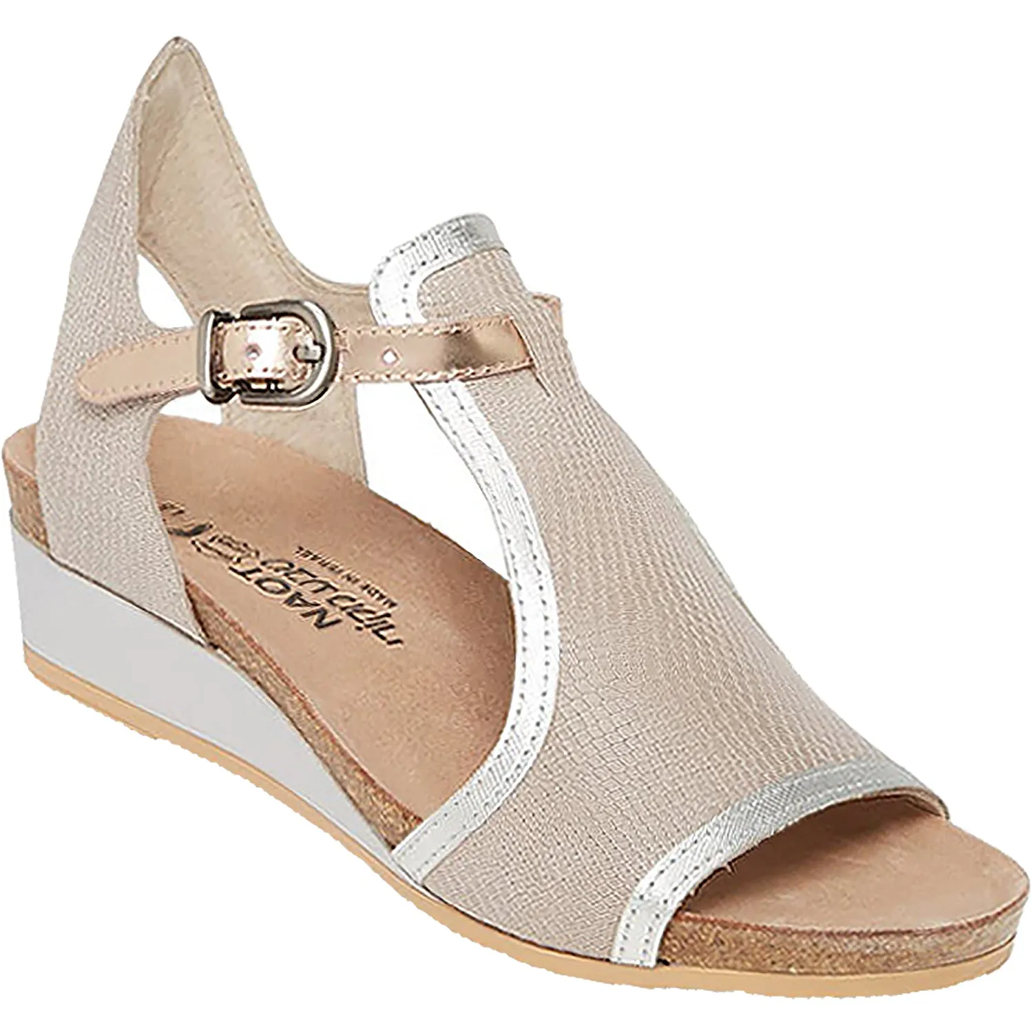 Women's Naot Fiona Beige Lizard/Silver/Rose Gold Nubuck/Leather