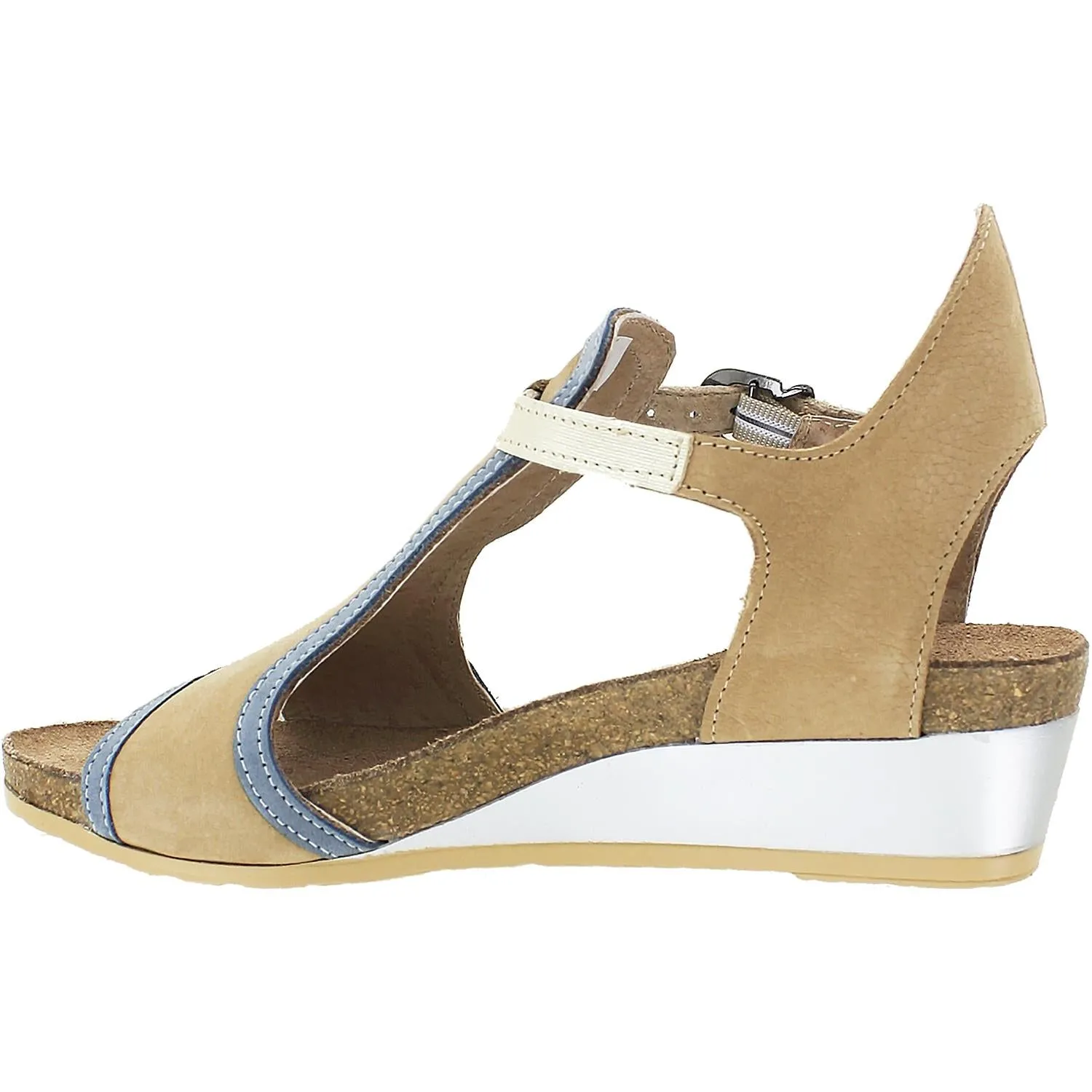 Women's Naot Fiona Nude/Feathery Blue/Gold Nubuck/Leather