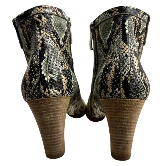 Women's Paul Green Snakeskin Leather Laser Cut Block Heel Zip Ankle Boots 8.5