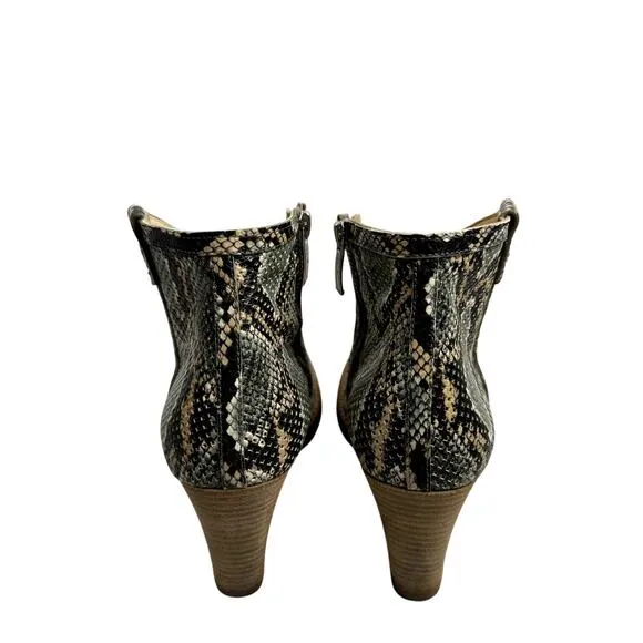 Women's Paul Green Snakeskin Leather Laser Cut Block Heel Zip Ankle Boots 8.5
