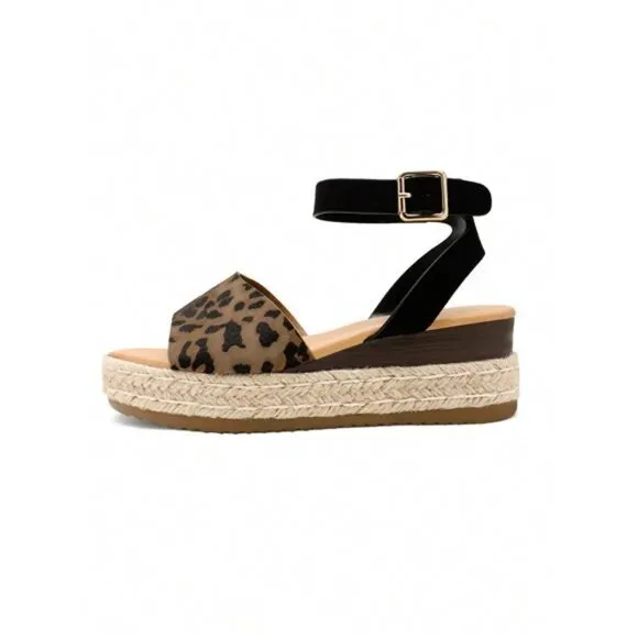 Women's Platform Ankle Strap Open Toe Espadrille Wedge Sandals