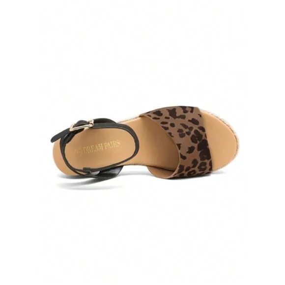Women's Platform Ankle Strap Open Toe Espadrille Wedge Sandals