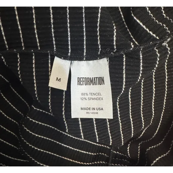 Women's Reformation Black Striped Off-Shoulder Dress Size M