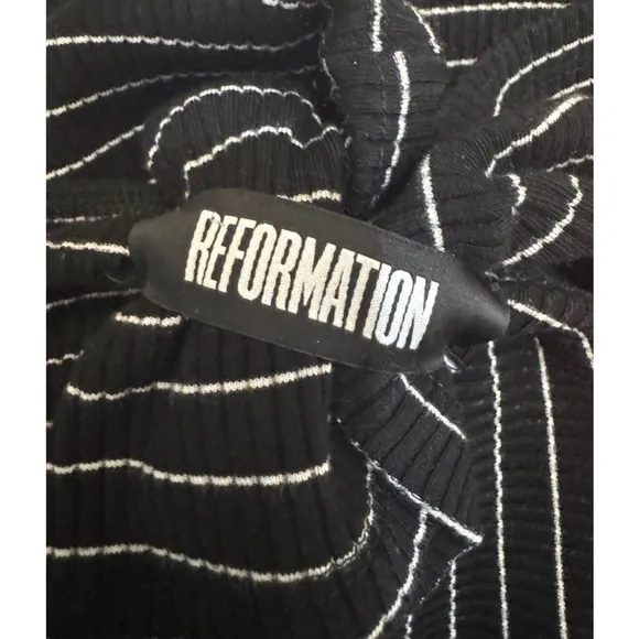 Women's Reformation Black Striped Off-Shoulder Dress Size M