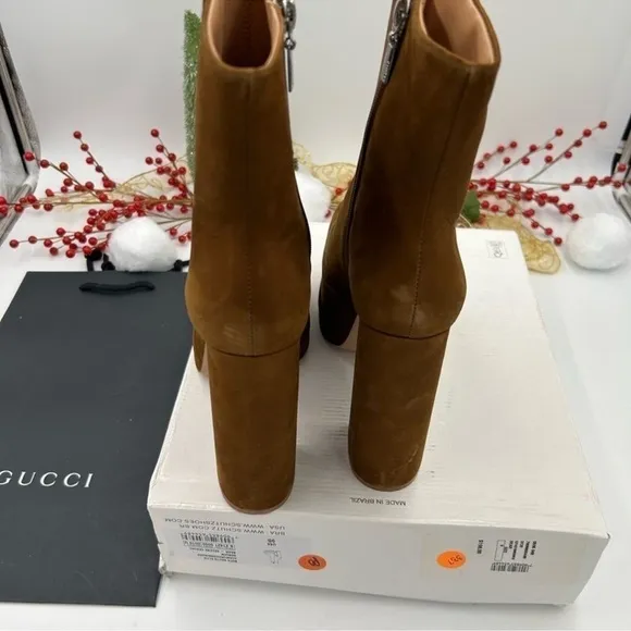 Women’s Schutz suede platform ankle boots, size 9, made in Brazil