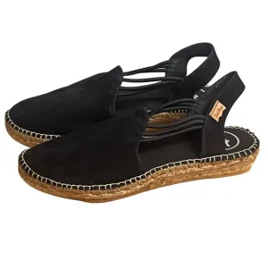 Women's Toni Pons Nuria Black Espadrille Elastic Strap Sandals Size 7.5 NIB