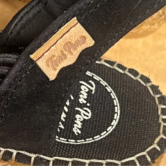 Women's Toni Pons Nuria Black Espadrille Elastic Strap Sandals Size 7.5 NIB