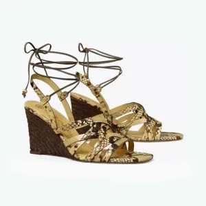 Womens Tory Burch Basket Weave Espadrille Wedge Sandals, Size: 10 NIB