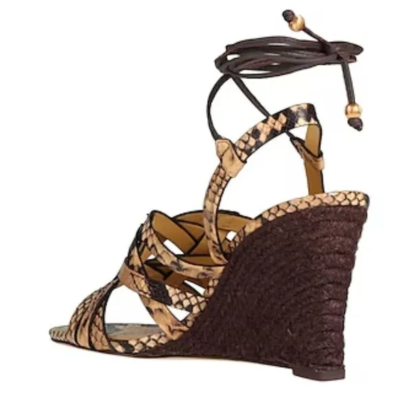 Womens Tory Burch Basket Weave Espadrille Wedge Sandals, Size: 10 NIB