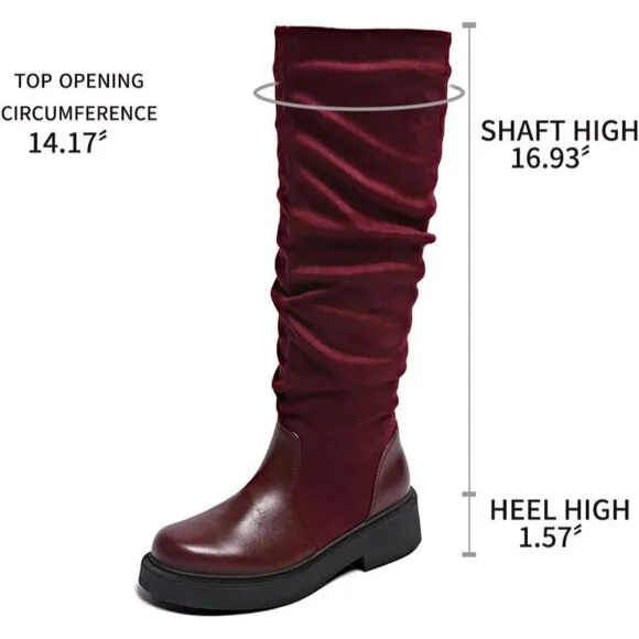 Women's Wine Red Heel with Side Zipper Booties