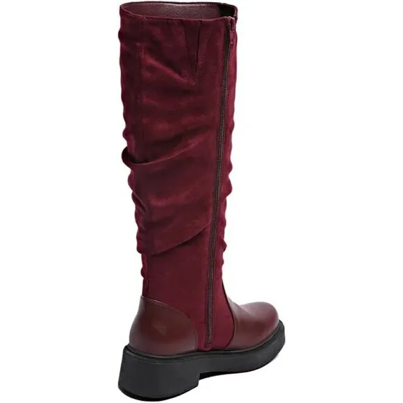 Women's Wine Red Heel with Side Zipper Booties