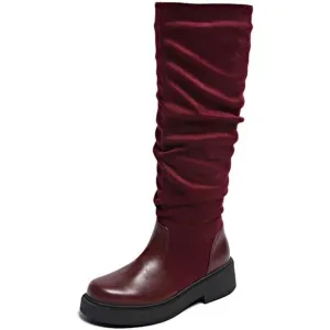 Women's Wine Red Heel with Side Zipper Booties