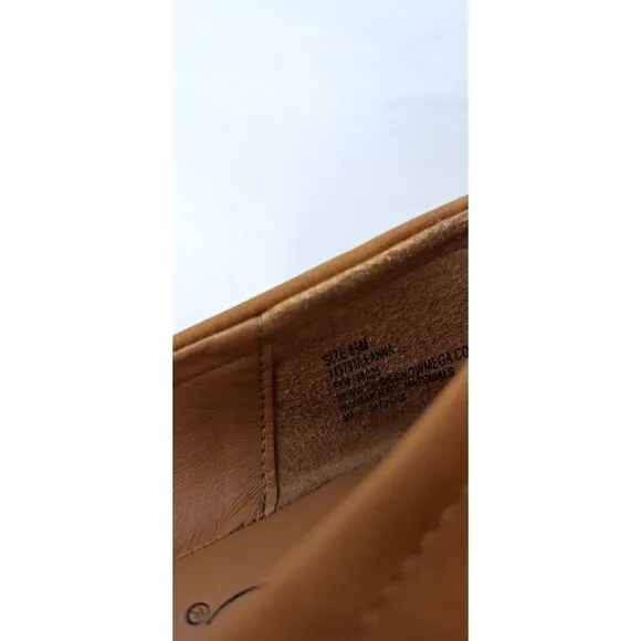 Women's Y2K Ballet Flats Tan Faux Leather Sz 8.5M Balletcore Festival Casual