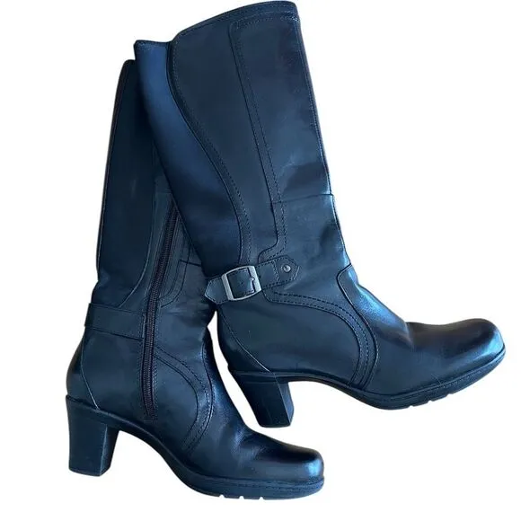 Women's Clarks Black Leather Boots Size 7
