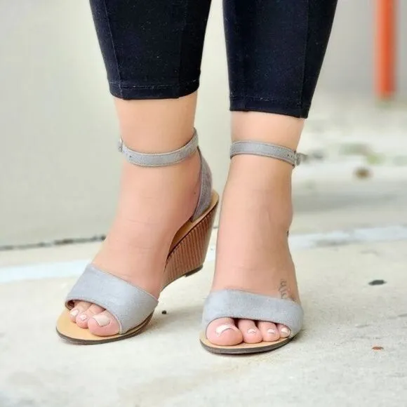 Women's Grey Suede Wedge Sandal