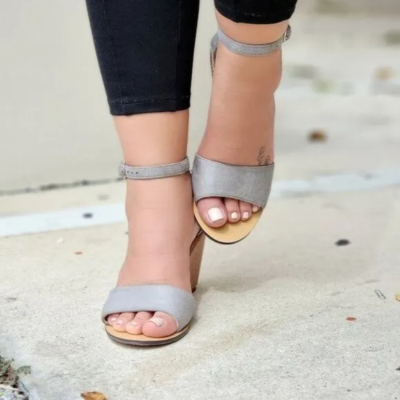 Women's Grey Suede Wedge Sandal