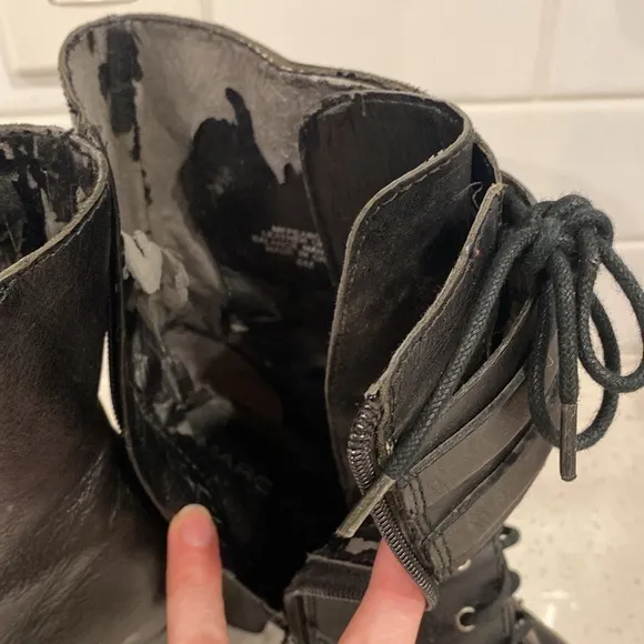 Y2k Leather‎ chunky heel boots