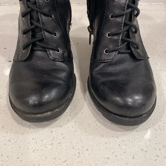 Y2k Leather‎ chunky heel boots