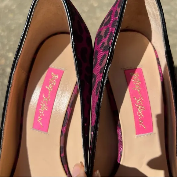 Y2k Vintage Betsey Johnson Leopard Print Peep-Toe Heels - Pink and Black