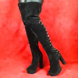 Y2KVintage thigh high star studded platform boots