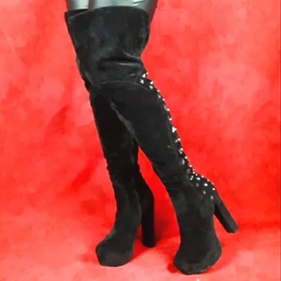 Y2KVintage thigh high star studded platform boots