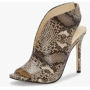 YDN Women's Chic Slingback Peep Toe Stiletto High Heel Sandals Snakeskin Boots